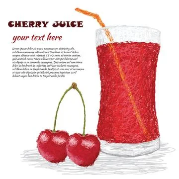 Glass of cherry juice Stock Illustration