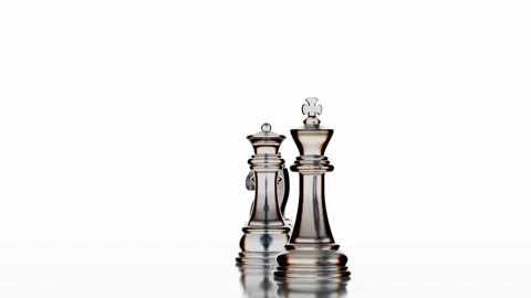 Glass Chess Figures In Line 4K. Main Pawn. Background, Game, Business, Strategy Stock Footage 332053771