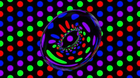 Glass circle shape. Background with glowing dots. 3d render. Stock Illustration