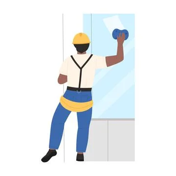 Glass cleaner working at height Stock Illustration