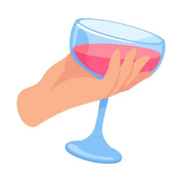 Glass with Cocktail Drink in Hand Vector Illustration Stock Illustration