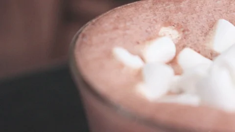 Glass of cocoa with marshmallows Stock Footage 101533171