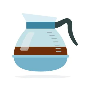 Glass coffee jug vector flat isolated Stock Illustration