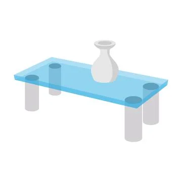A glass coffee table with a vase cartoon icon Ilustración de archivo