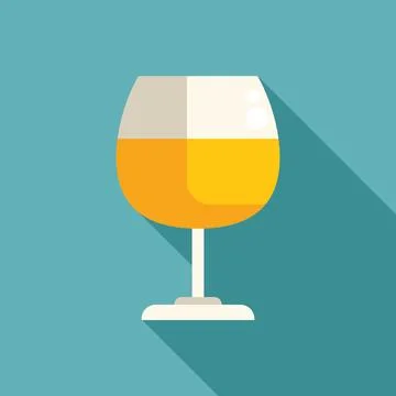 Glass of cognac standing on table icon flat design Stock Illustration