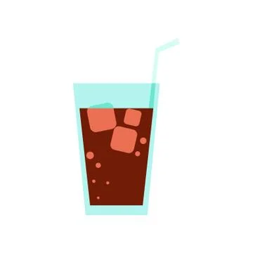 Glass of Cola Drink Simple Flat Illustration Stock Illustration
