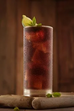 Glass of cola with ice. Stock Photos