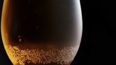 Glass with cold beer. bubbles air. Stock footage. copy space 動画素材 133728975