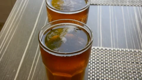 Glass with cold beer with bubbles. soft selective focus Stock Footage 163077921