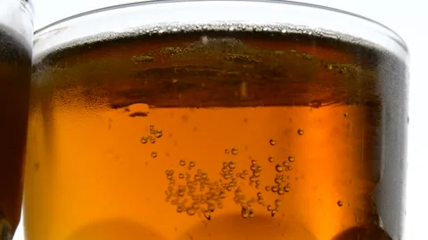 Glass with cold beer with bubbles. soft selective focus Stock Footage 163078008