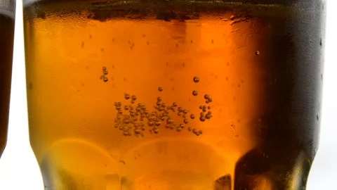 Glass with cold beer with bubbles. soft selective focus Stock Footage 163078056
