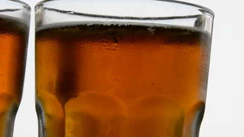 Glass with cold beer with bubbles. soft selective focus Stock Footage 163078107