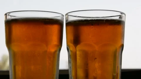 Glass with cold beer with bubbles. soft selective focus Stock Footage 163078188