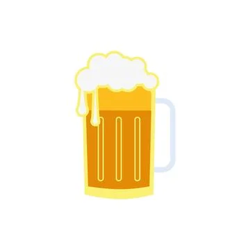 A glass of cold beer icon. flat design vector illustration Stock Illustration