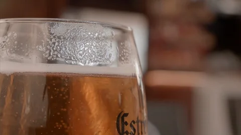 Glass of cold draft beer Stock Footage 98383014