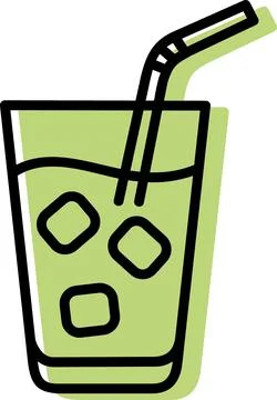 Glass of cold lemonade with straw icon 스톡 일러스트