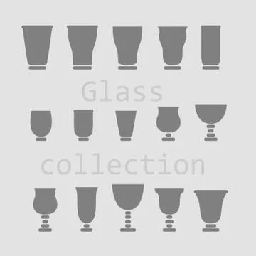 Glass collection - vector silhouette Stock Illustration