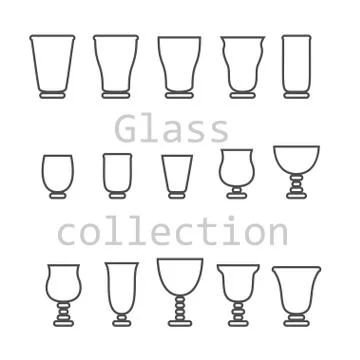 Glass collection - vector silhouette Stock Illustration