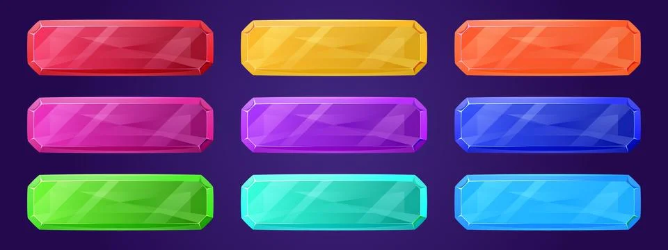 Glass color rectangular buttons for game Ilustração Stock