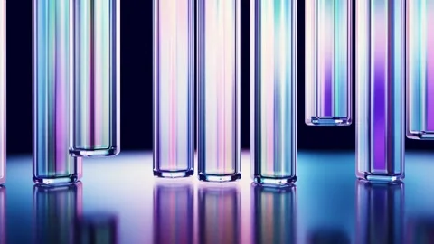 Glass columns moving through gradient light seamless loop Stock Footage 347199156