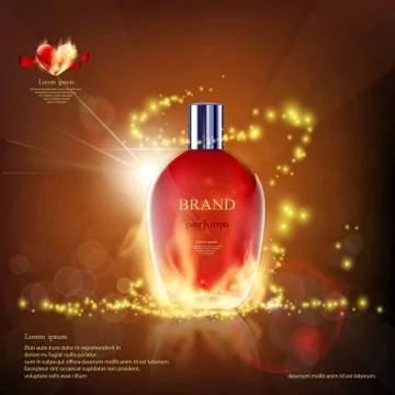 Glass container with a perfume on fire. Stock-Illustration