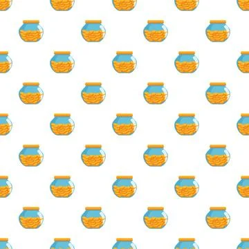 Glass cookie jars full of sweets seamless pattern Stock Illustration