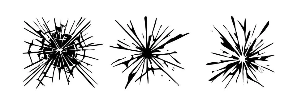 Glass crack broken texture window. Ice glass cracked effect background bullet Stock Illustration