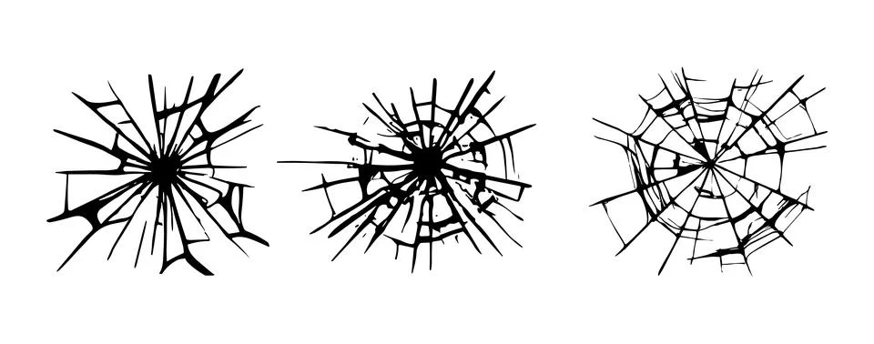 Glass crack broken texture window. Ice glass cracked effect background bullet Stock Illustration