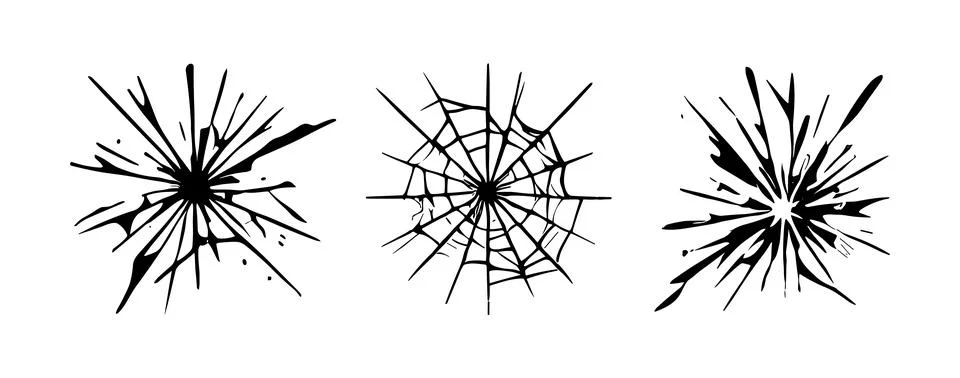 Glass crack broken texture window. Ice glass cracked effect background bullet Stock Illustration