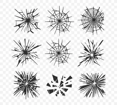 Glass crack broken texture window. Ice glass cracked effect background bullet Stock Illustration