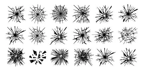 Glass crack broken texture window. Ice glass cracked effect background bullet Stock Illustration