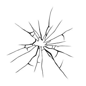 Glass crack broken texture window. Ice glass cracked effect background bullet Stock Illustration