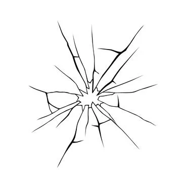 Glass crack broken texture window. Ice glass cracked effect background bullet Stock Illustration