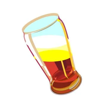 Glass craft Beer. Flat fashioned Orange sketch ale goblet. Bar, pub sign Stock Illustration