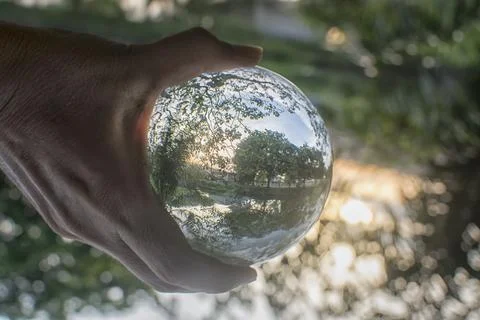 Glass crystal ball. Photos