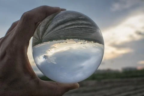 Glass crystal ball. Photos