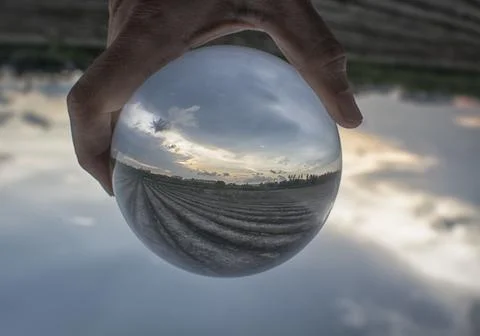 Glass crystal ball. Photos