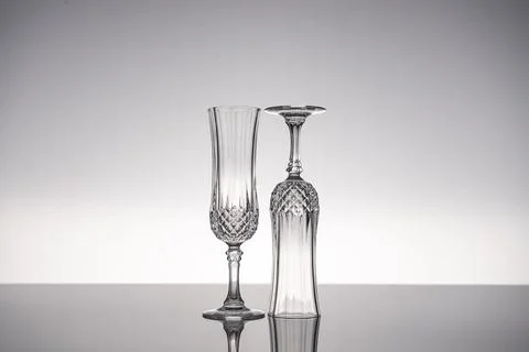 Glass crystal stemware champagne flute Stock Photos