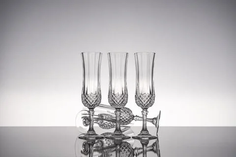 Glass crystal stemware champagne flute Stock Photos
