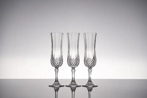 Glass crystal stemware champagne flute Stock Photos