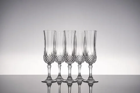 Glass crystal stemware champagne flute Stock Photos