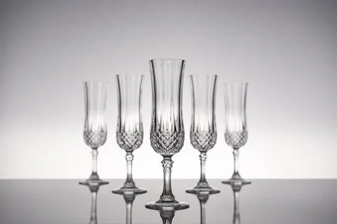 Glass crystal stemware champagne flute Stock Photos