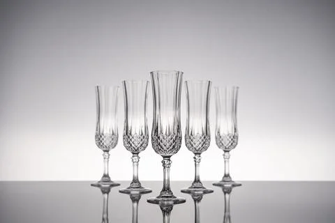 Glass crystal stemware champagne flute Stock Photos