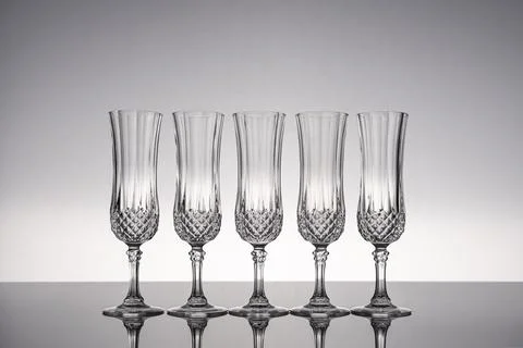 Glass crystal stemware champagne flute Stock Photos