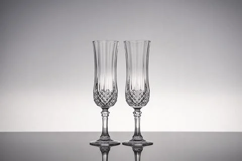 Glass crystal stemware champagne flute Stock Photos