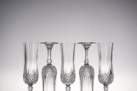 Glass crystal stemware champagne flute Stock Photos