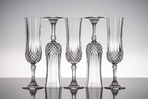 Glass crystal stemware champagne flute Stock Photos