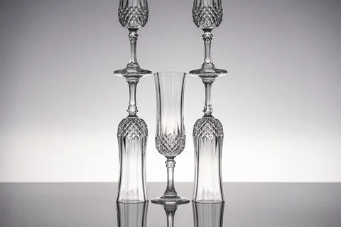Glass crystal stemware champagne flute Stock Photos