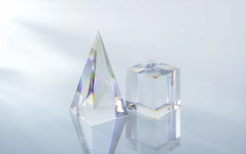 Glass cube with bright background, 3d rendering. Stockillustratie