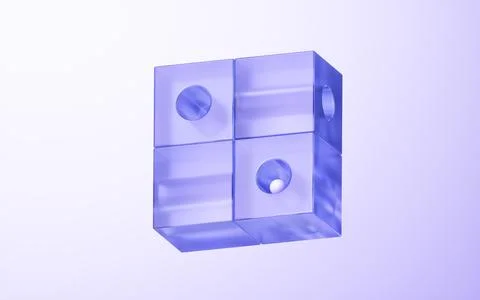 Glass cube with bright light background, 3d rendering. Stock Illustration